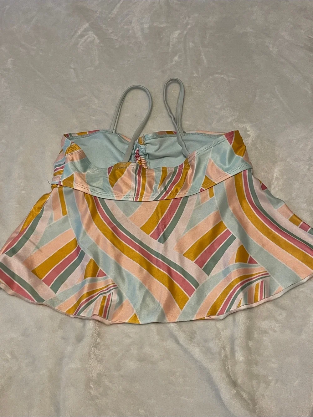 wonder nation Pastel Multi-Stripe Tankini Set in Pink, Yellow & Blue